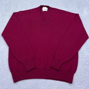 VTG Jack Henry‎ Sweater 100% Pure Lambswool V-Neck Pullover Crimson XL Scotland